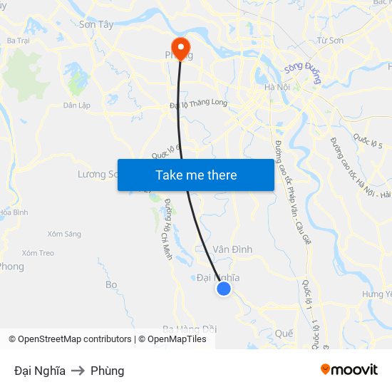 Đại Nghĩa to Phùng map