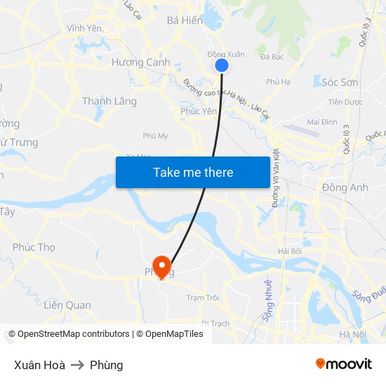 Xuân Hoà to Phùng map