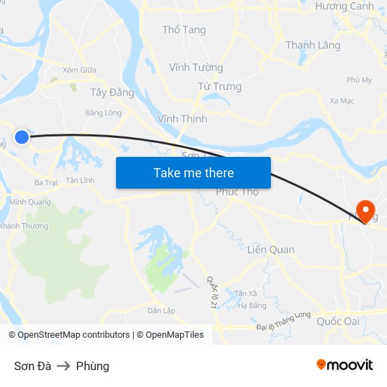 Sơn Đà to Phùng map