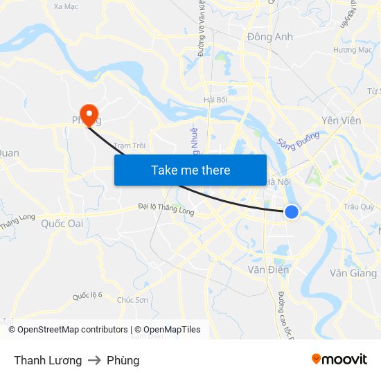 Thanh Lương to Phùng map