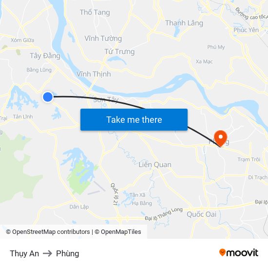 Thụy An to Phùng map