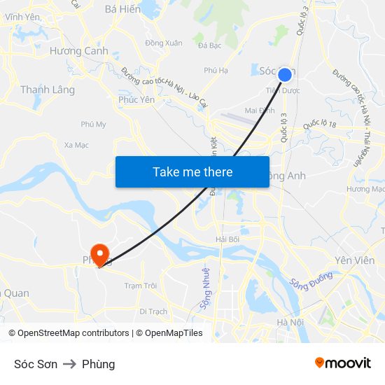 Sóc Sơn to Phùng map