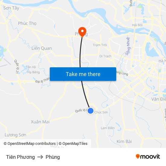 Tiên Phương to Phùng map