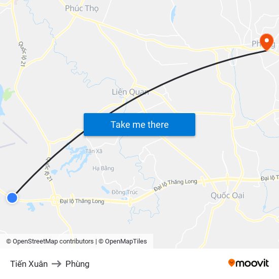 Tiến Xuân to Phùng map