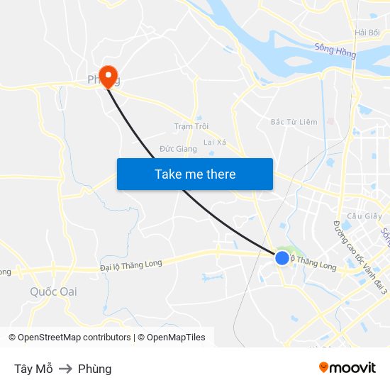 Tây Mỗ to Phùng map