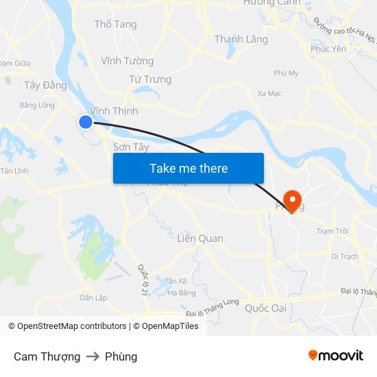 Cam Thượng to Phùng map