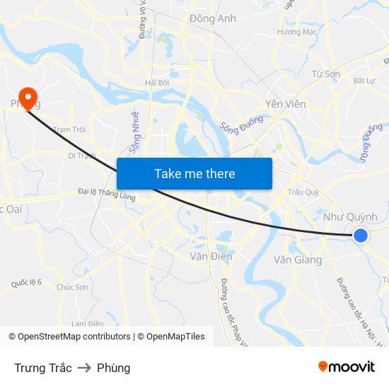 Trưng Trắc to Phùng map