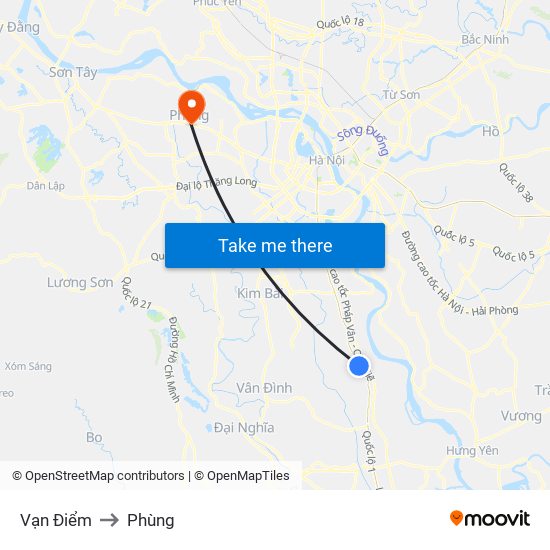 Vạn Điểm to Phùng map