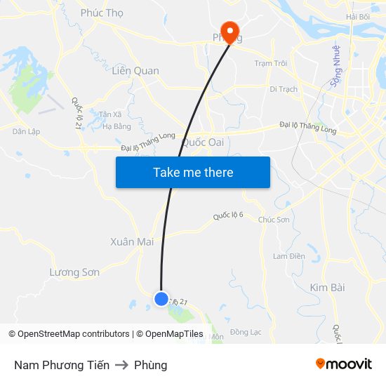 Nam Phương Tiến to Phùng map