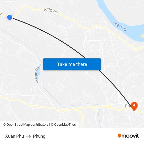 Xuân Phú to Phùng map