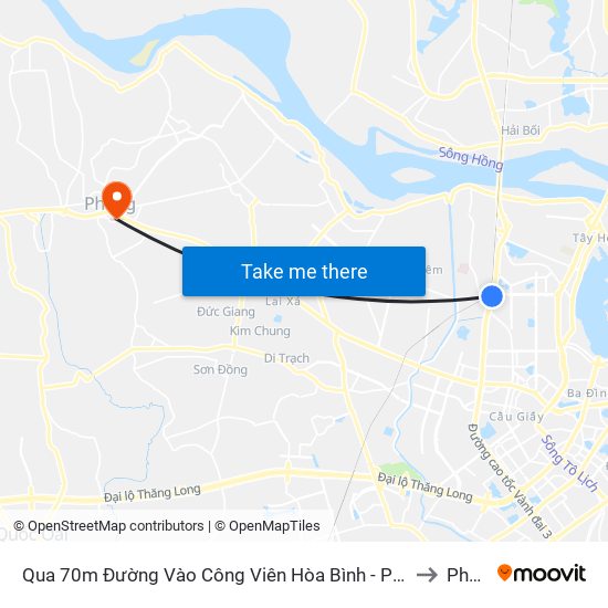 Qua 70m Đường Vào Công Viên Hòa Bình - Phạm Văn Đồng to Phùng map