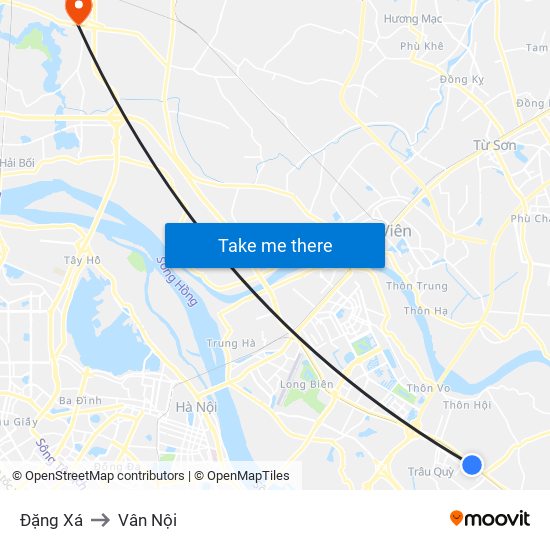 Đặng Xá to Vân Nội map