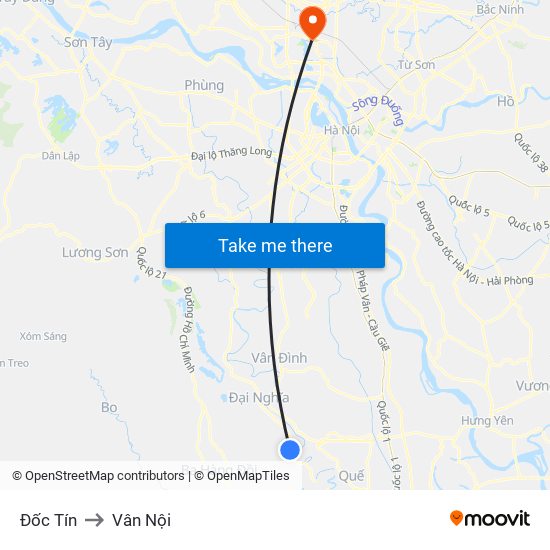 Đốc Tín to Vân Nội map