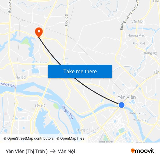 Yên Viên (Thị Trấn ) to Vân Nội map