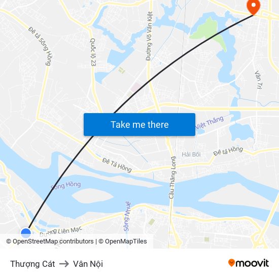 Thượng Cát to Vân Nội map