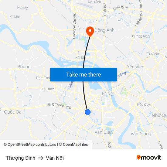 Thượng Đình to Vân Nội map