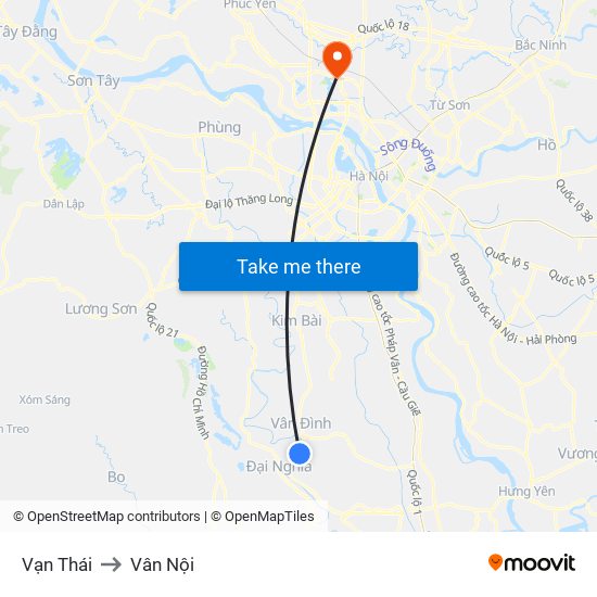 Vạn Thái to Vân Nội map