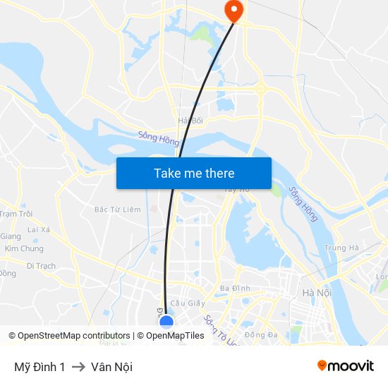 Mỹ Đình 1 to Vân Nội map