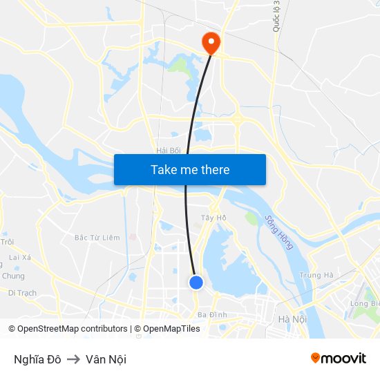 Nghĩa Đô to Vân Nội map