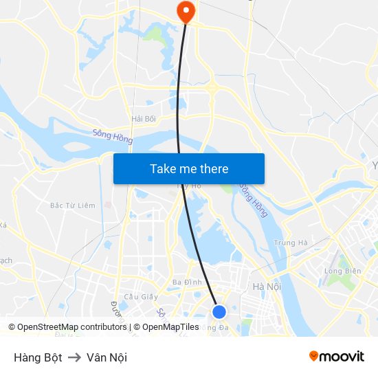Hàng Bột to Vân Nội map