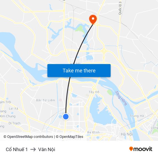 Cổ Nhuế 1 to Vân Nội map