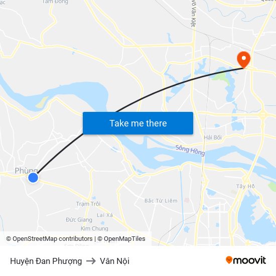 Huyện Đan Phượng to Vân Nội map