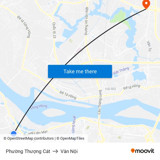 Phường Thượng Cát to Vân Nội map