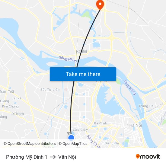 Phường Mỹ Đình 1 to Vân Nội map