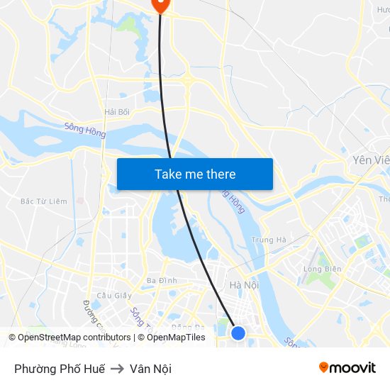 Phường Phố Huế to Vân Nội map