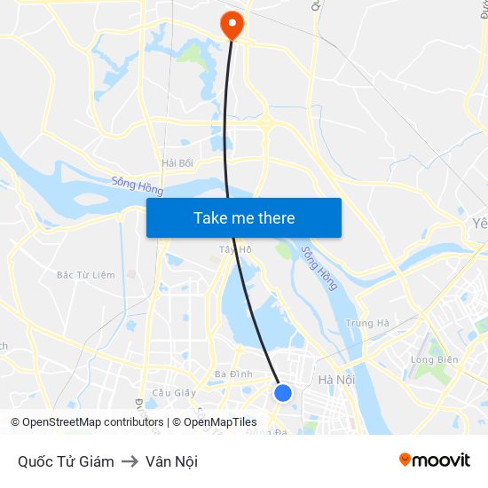 Quốc Tử Giám to Vân Nội map