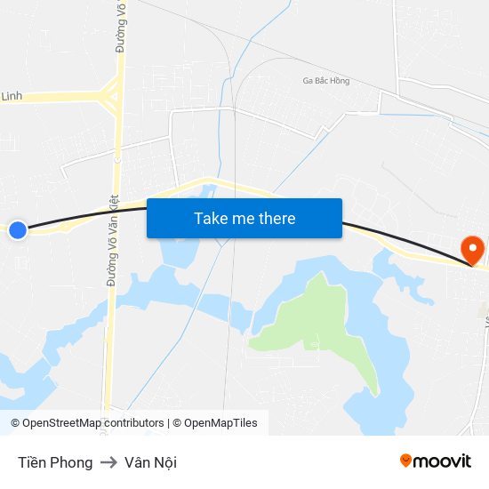 Tiền Phong to Vân Nội map