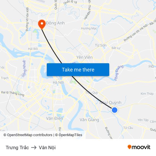 Trưng Trắc to Vân Nội map