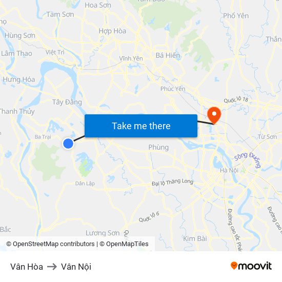 Vân Hòa to Vân Nội map