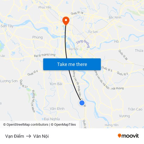 Vạn Điểm to Vân Nội map