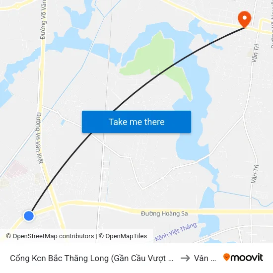 Cổng Kcn Bắc Thăng Long (Gần Cầu Vượt Bộ Hành) to Vân Nội map