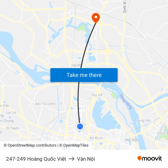 247-249 Hoàng Quốc Việt to Vân Nội map