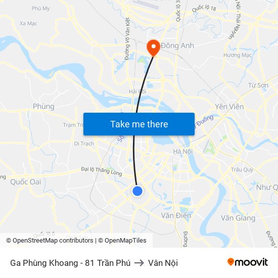 Ga Phùng Khoang - 81 Trần Phú to Vân Nội map