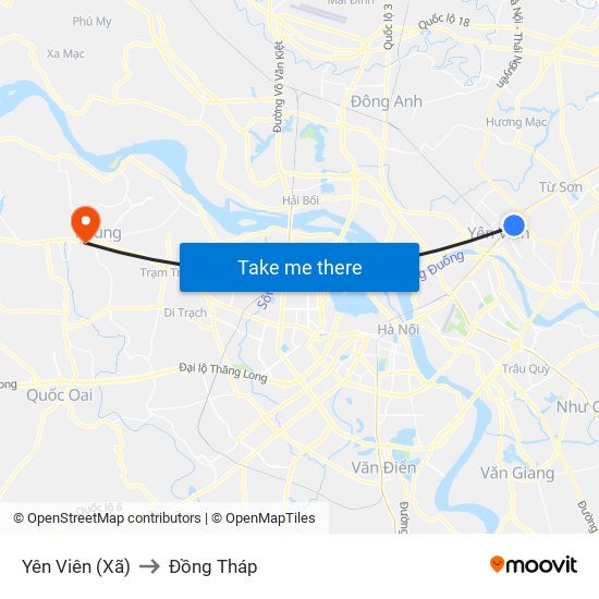 Yên Viên (Xã) to Đồng Tháp map