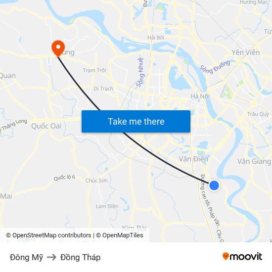 Đông Mỹ to Đồng Tháp map