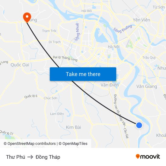 Thư Phú to Đồng Tháp map