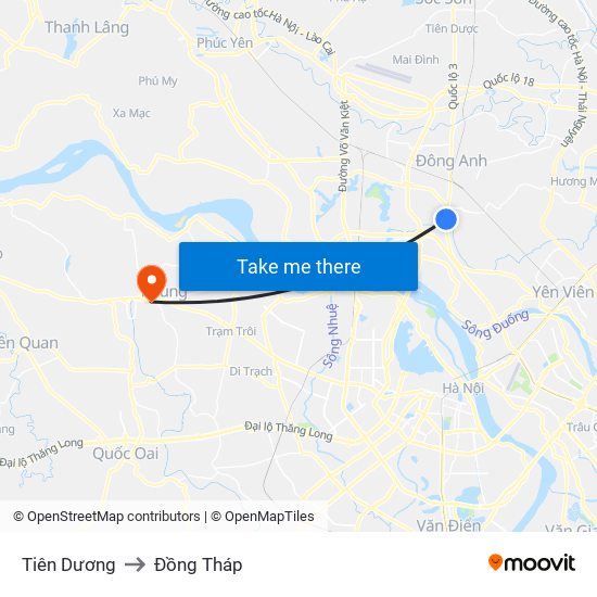 Tiên Dương to Đồng Tháp map