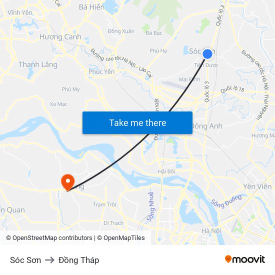 Sóc Sơn to Đồng Tháp map