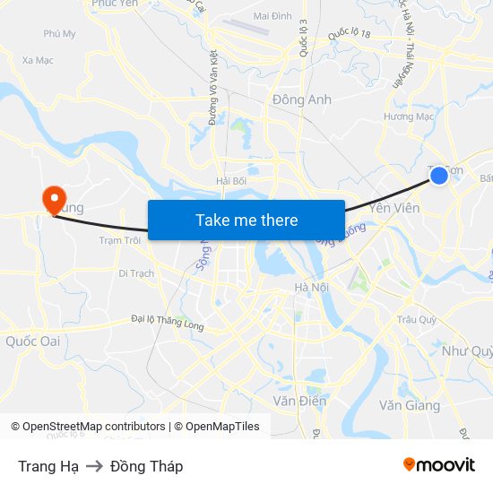 Trang Hạ to Đồng Tháp map