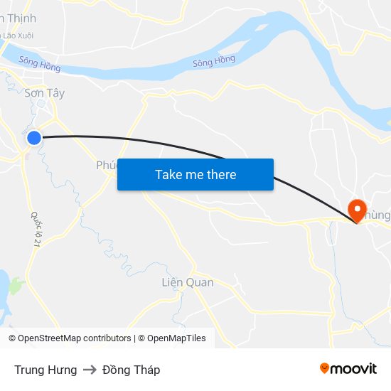 Trung Hưng to Đồng Tháp map