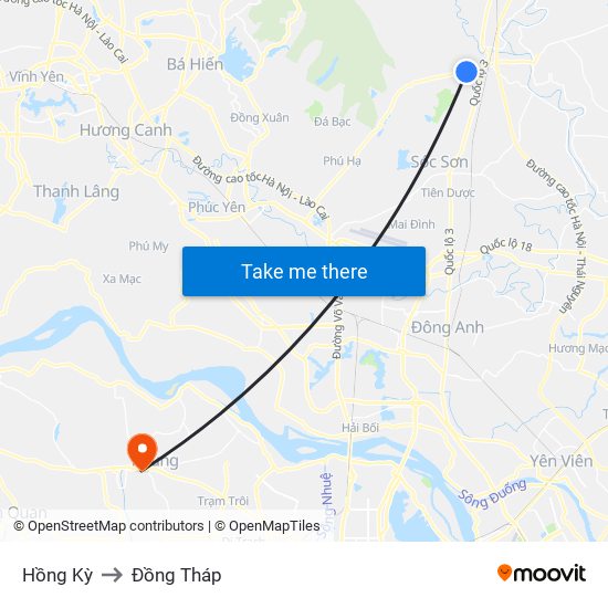 Hồng Kỳ to Đồng Tháp map