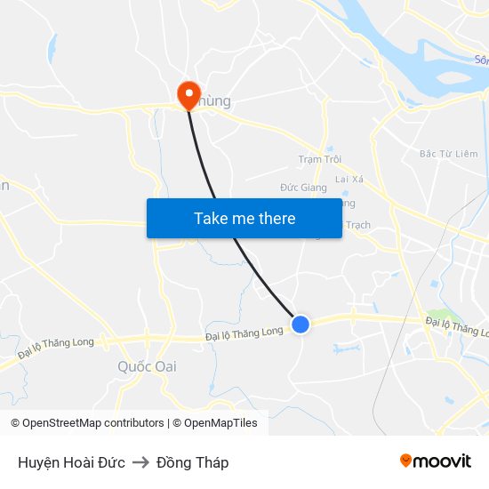 Huyện Hoài Đức to Đồng Tháp map