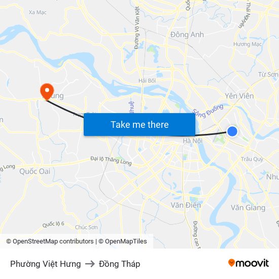 Phường Việt Hưng to Đồng Tháp map