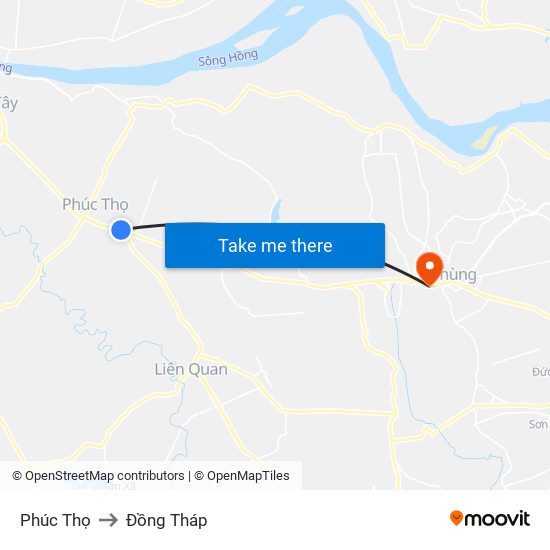 Phúc Thọ to Đồng Tháp map