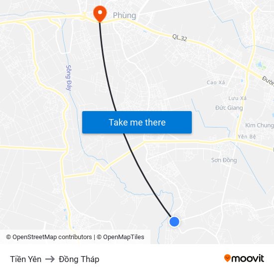 Tiền Yên to Đồng Tháp map