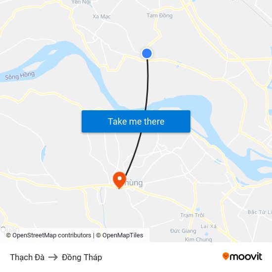 Thạch Đà to Đồng Tháp map
